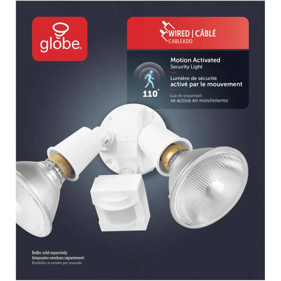 2 Light 110 Degree Motion Detector Security Light - White