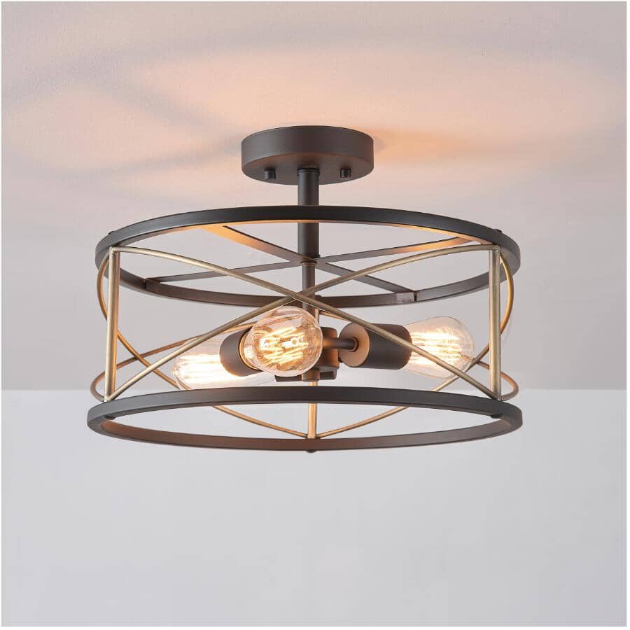 3 Light Flush Mount Light Fixture - Matte Black