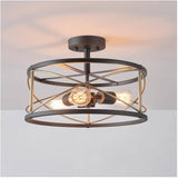 3 Light Flush Mount Light Fixture - Matte Black