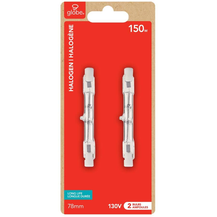 T3 150W R.S.C. Base Halogen Light Bulbs - 78mm, 2 Pack