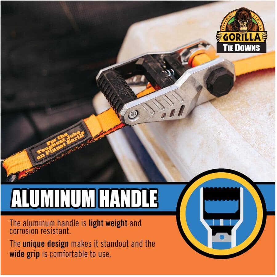 1500 lb Light Duty Ratchet Straps - 1" x 12', 4 Pack