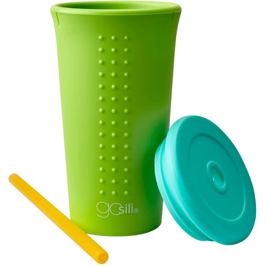 Silicone Tumbler with Straw - Lime & Sea, 16 oz