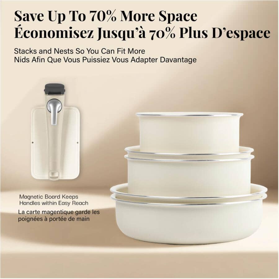 18 Piece Non-Stick Cookware Set with Glass Lids and Detachable Handles