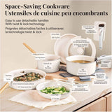 18 Piece Non-Stick Cookware Set with Glass Lids and Detachable Handles