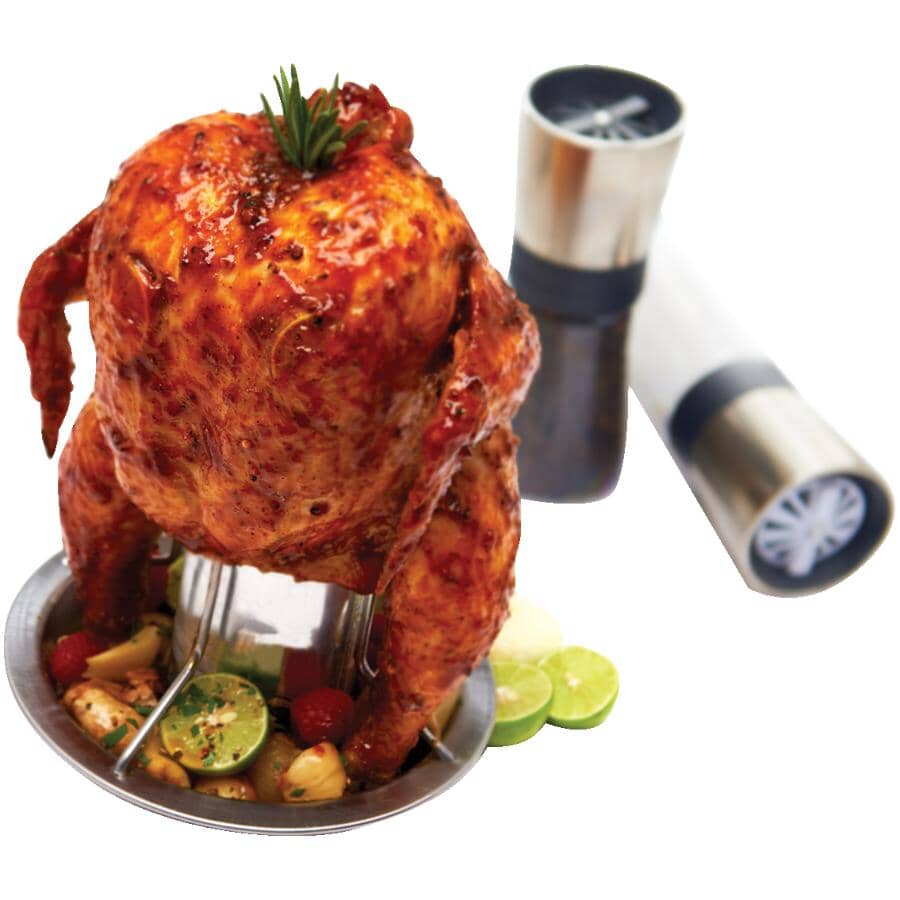 Stainless Steel BBQ Chicken Roaster - with Silicone Basting Brush