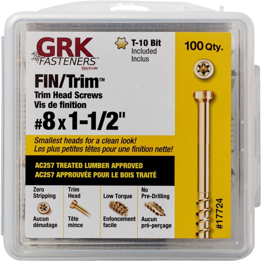 100 Pack #8 x 1-1/2" Climatek Star Drive Trim Finishing Wood Screws