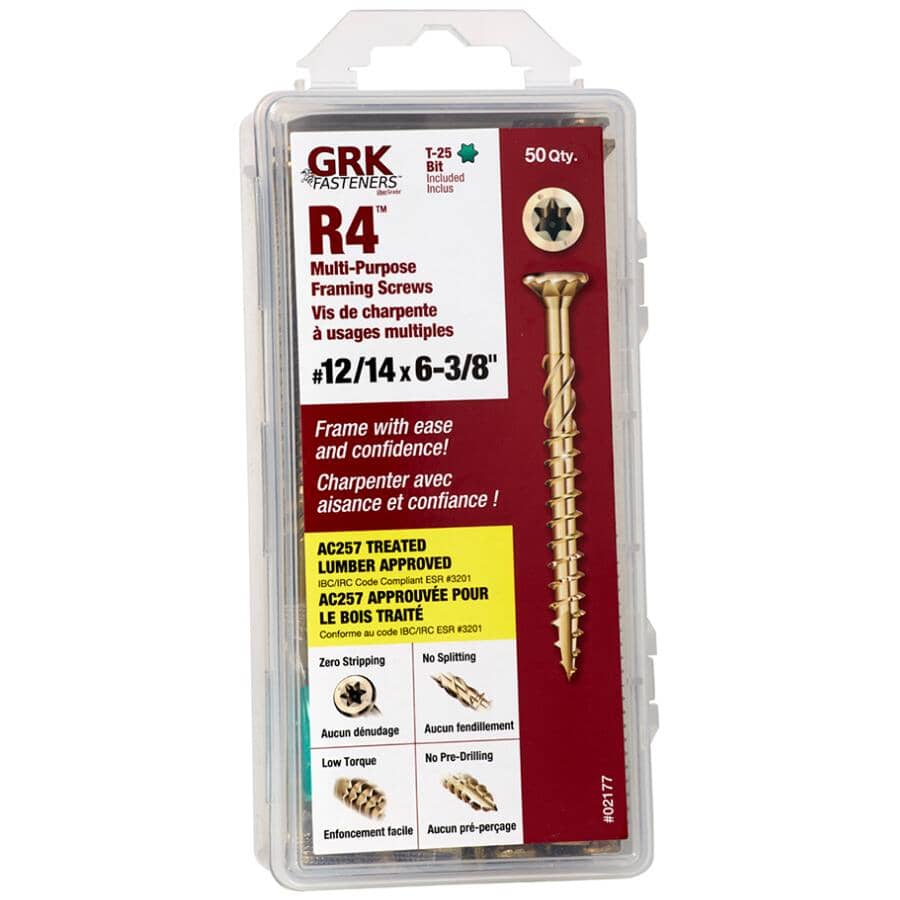 #12/14 x 6-3/8" Climatek Star Drive R4 Structural Wood Screws - 50 Pack