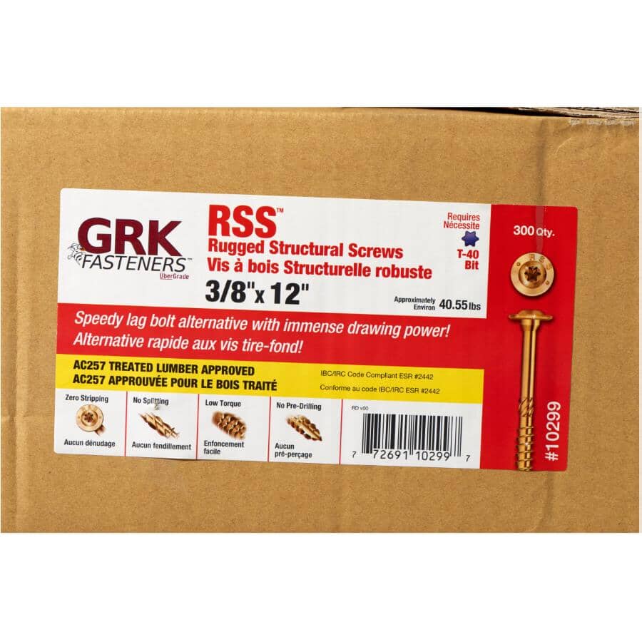 3/8" x 12" RSS Climatek Star Drive Structural Screws - 300 Pack