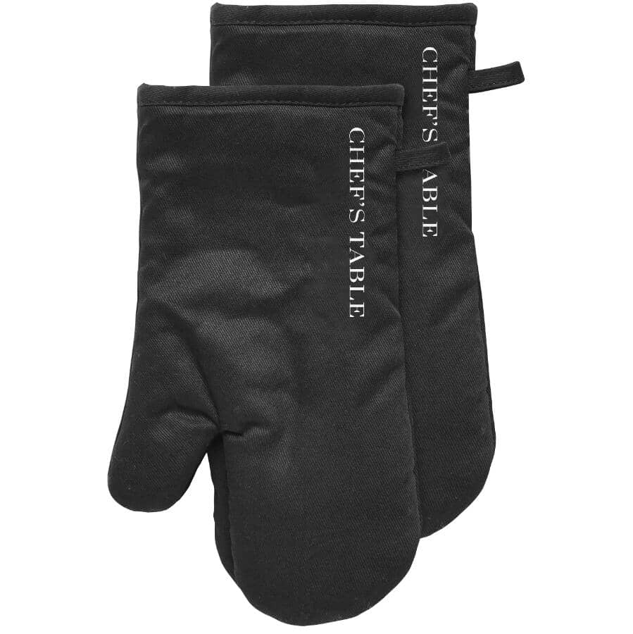 Cotton Oven Mitts - Black