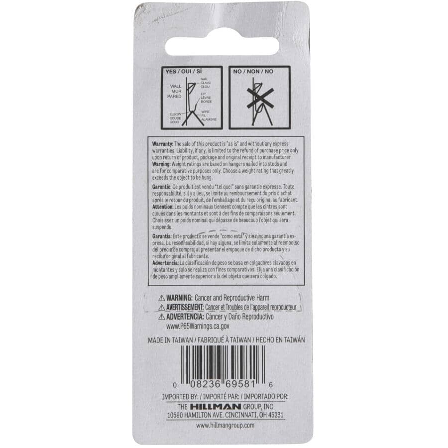 Brass Conventional 10lb Picture Hangers - 8 Pack