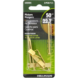 Brass Conventional 50lb Picture Hangers - 3 Pack
