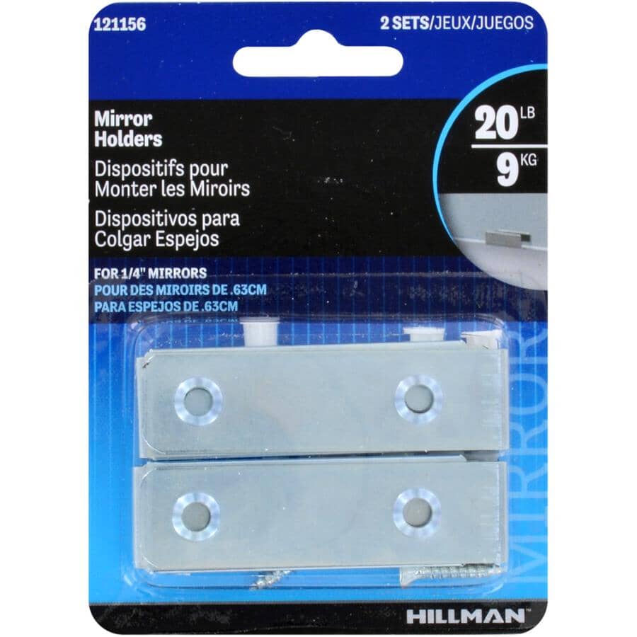 Heavy Duty Hidden Mirror Clips, 20LB - 2 Pack