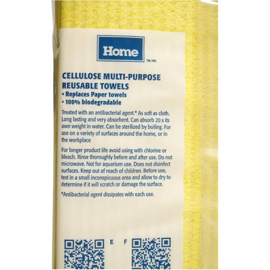 8" x 7" All Purpose Cellulose Sponge Cloths - Assorted Colours, 10 Pack