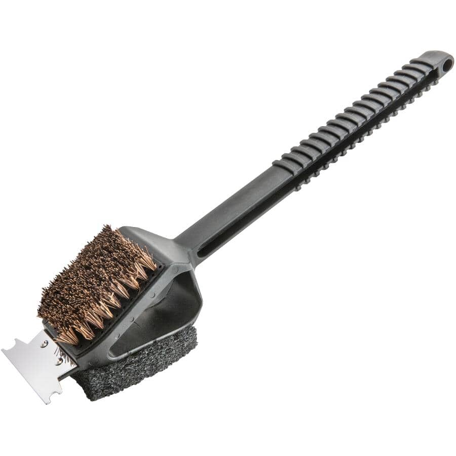 3 in 1 Grill Brush - Palmyra Bristle + Scrubber