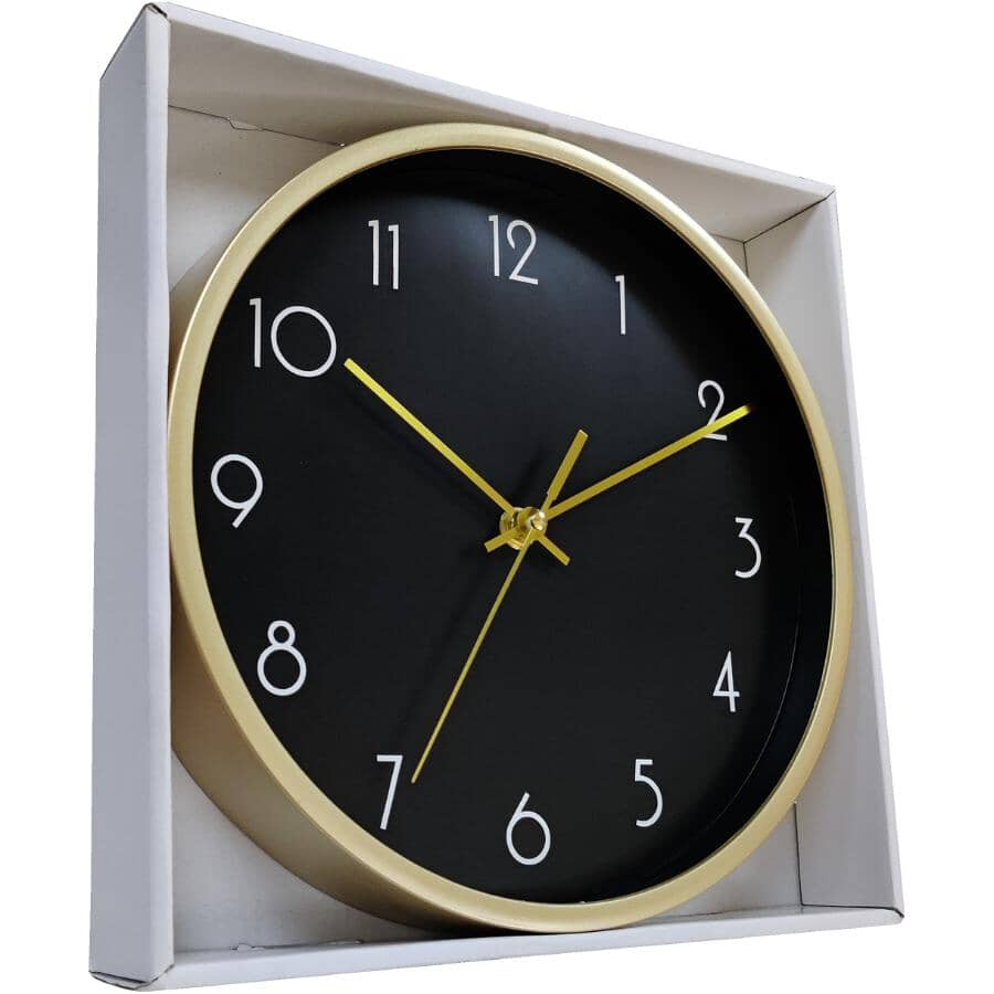 10" Round Wall Clock - Gold & Black