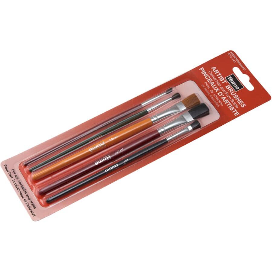 Artist Paint Brush Set - Assorted Sizes, 5 Pack