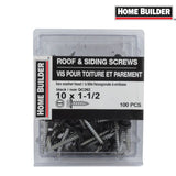 #10 x 1-1/2" Black Roofing Screws - QC262, 100 Pack