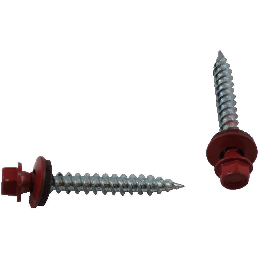 #10 x 1-1/2" Red Roofing Screws - QC386, 500 Pack