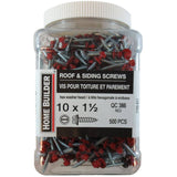#10 x 1-1/2" Red Roofing Screws - QC386, 500 Pack