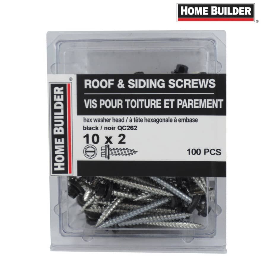 #10 x 2" Black Roofing Screws - QC262, 100 Pack
