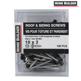 #10 x 2" Black Roofing Screws - QC262, 100 Pack