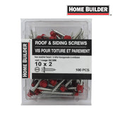 #10 x 2" Red Roofing Screws - QC386, 100 Pack