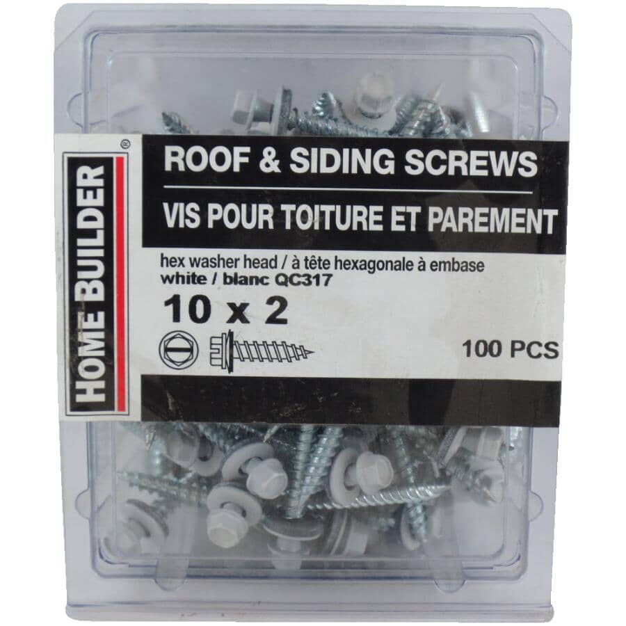#10 x 2" White Roofing Screws - QC317, 100 Pack