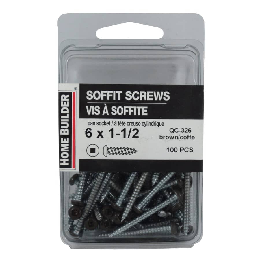 100 Pack #6 x 1-1/2" Brown Pan Head Soffit Screws