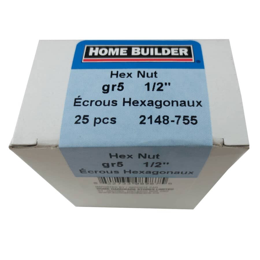 1/2"-13 #5 Zinc Plated Coarse Hex Nut