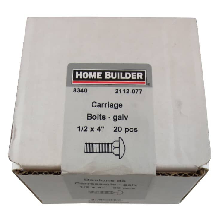 1/2" x 4" Galvanized Coarse Carriage Bolt