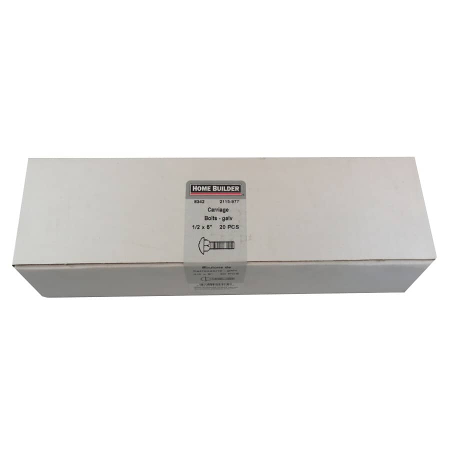 1/2" x 5" Galvanized Coarse Carriage Bolt