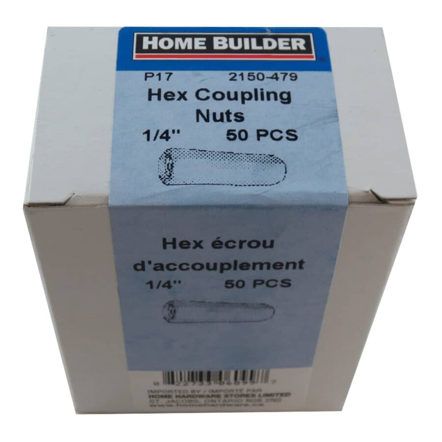 1/4"-20 Zinc Plated Threaded Rod Coupling Nut