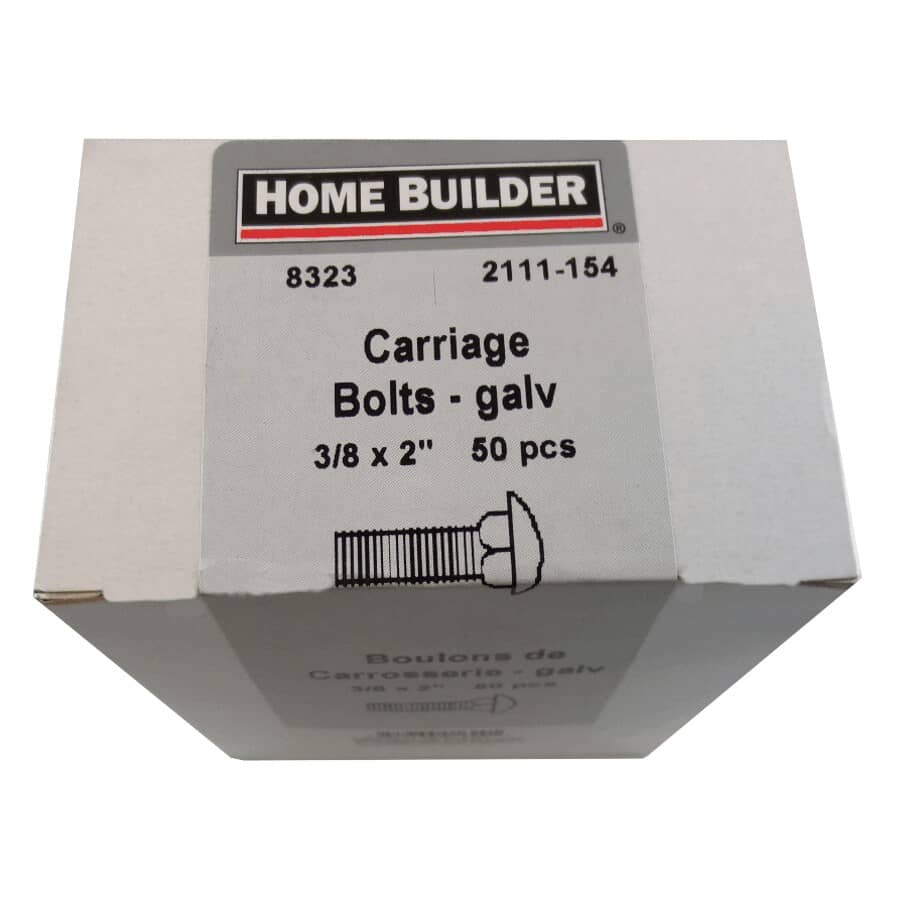 3/8" x 2" Galvanized Coarse Carriage Bolt