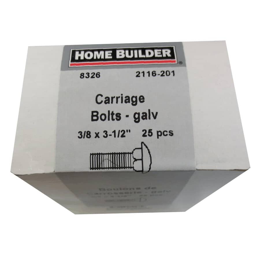 3/8" x 3-1/2" Galvanized Coarse Carriage Bolt