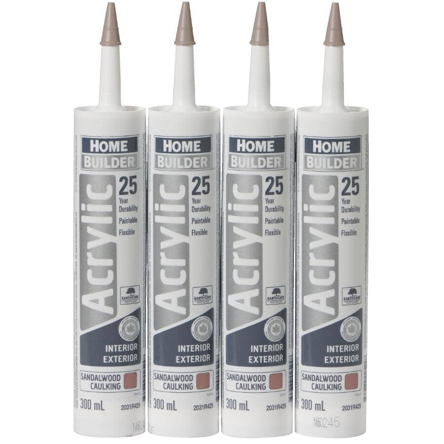 25 Year All Purpose Acrylic Caulking - Sandalwood, 300 ml, 4 Pack