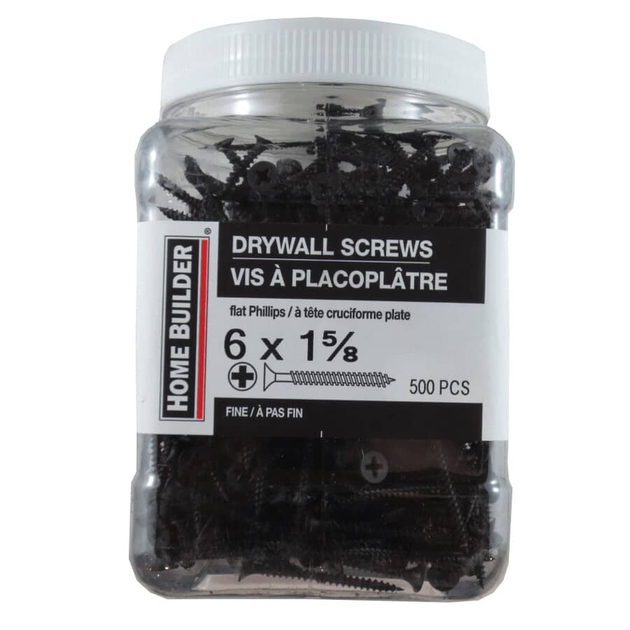 500 Pack #6 x 1-5/8" Fine Thread Drywall Screws