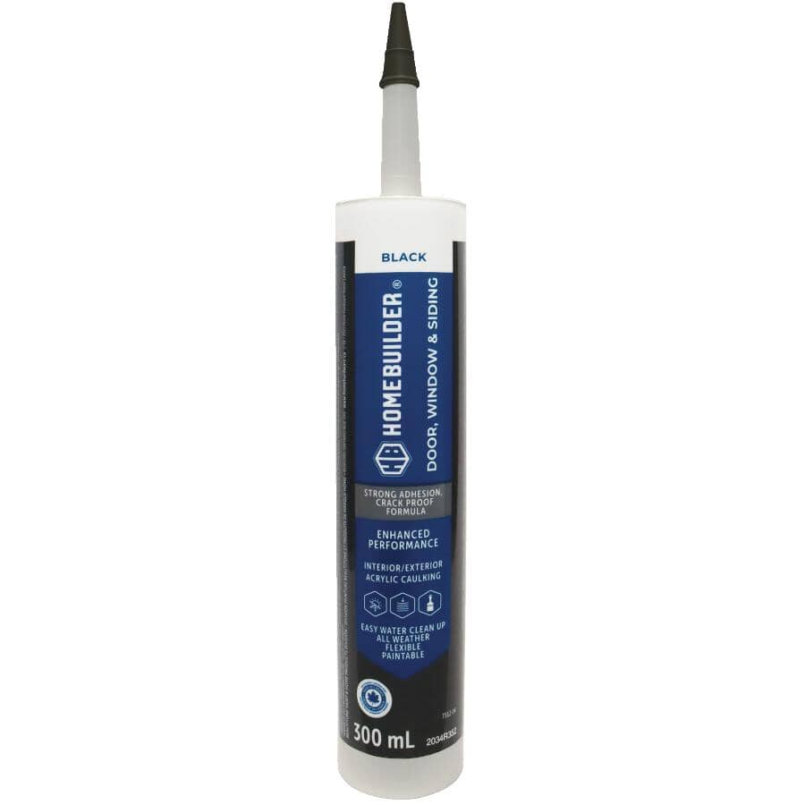 Door, Window & Siding Acrylic Caulking - Black, 300 ml