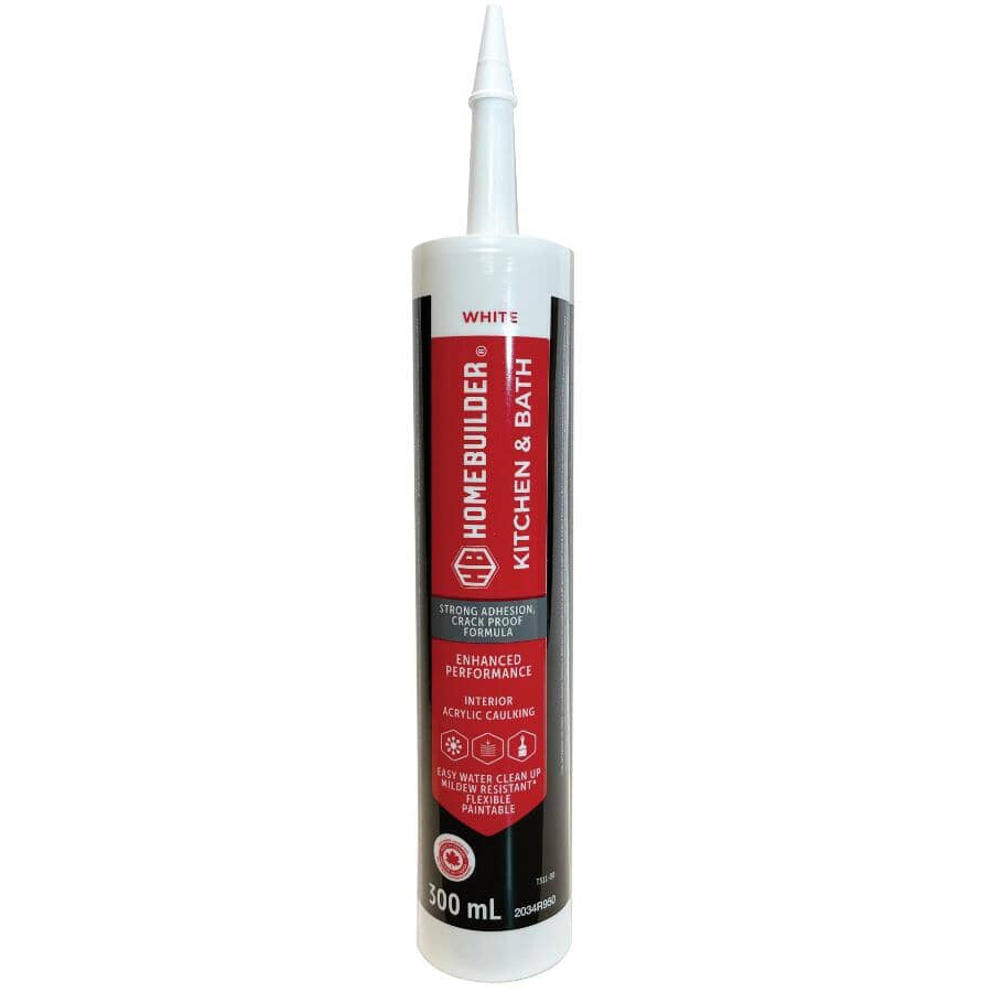 Kitchen & Bath Interior Acrylic Caulking - White, 300 ml