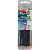 10 Pack 3/16" x 2-1/4" Hex Head Concrete Screws, with Drill Bit