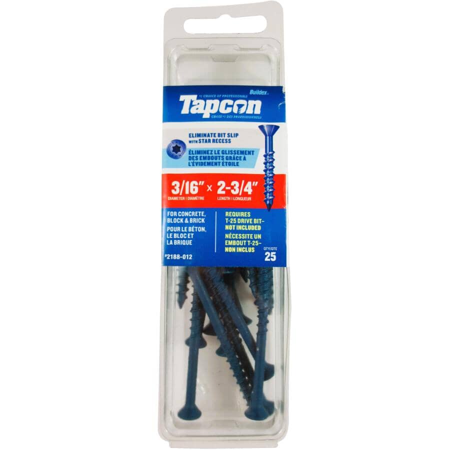 3/16" x 2-3/4" Star Concrete Screws - 25 Pack