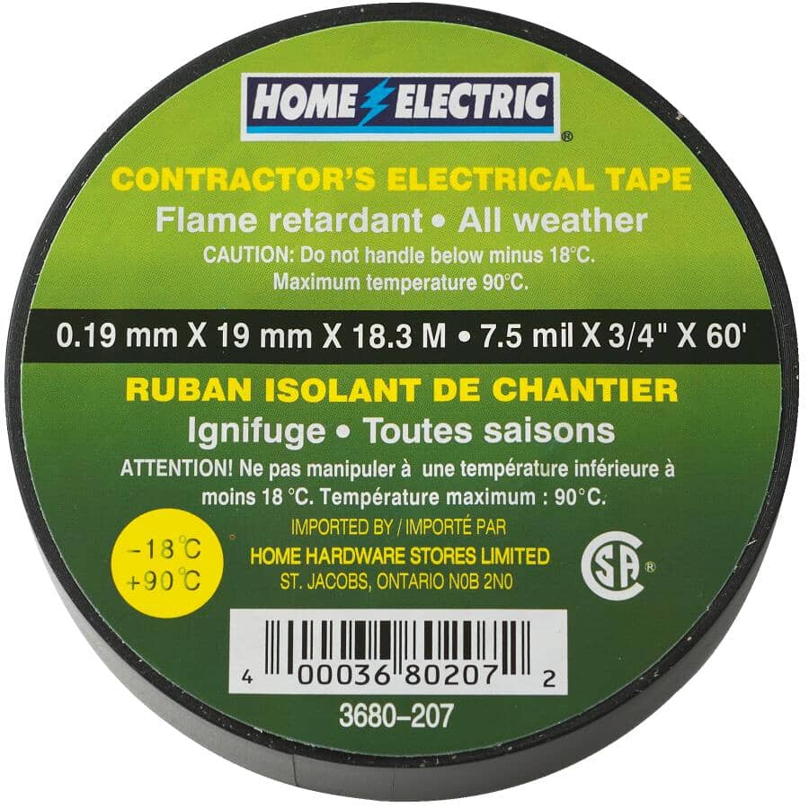 Electrical Tape - 7.5 mil x 3/4" x 60', 10 Pack