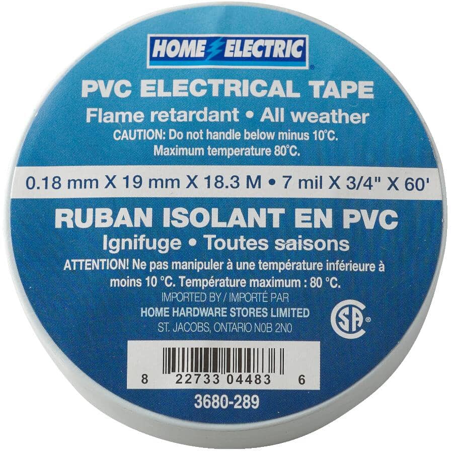 PVC Electrical Tape - White, 7 mil x 3/4" x 60'