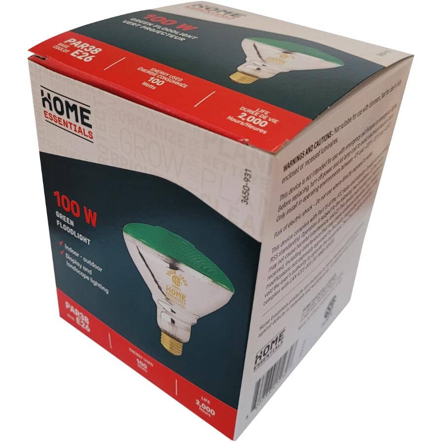 100W PAR38 Medium Base Green Indoor & Outdoor Flood Light Bulb