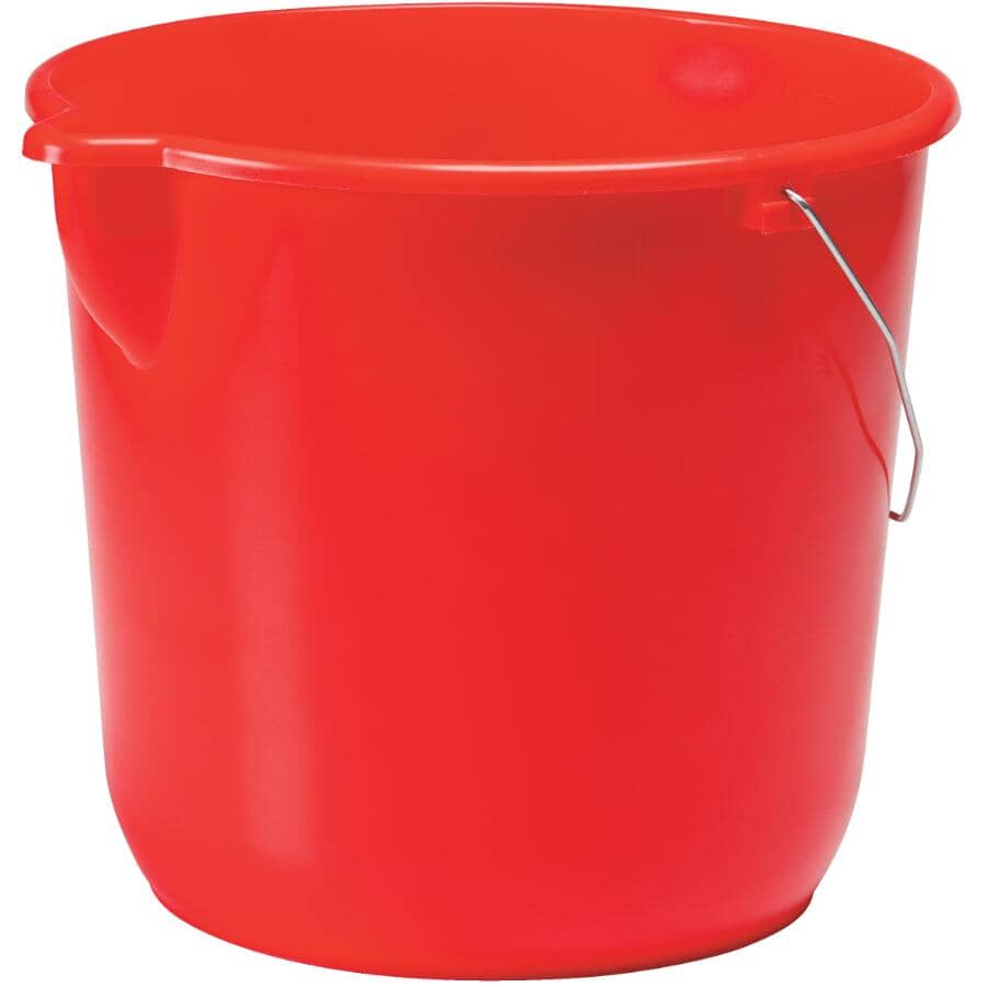 12 L Plastic Utility Pail - with Spout, Red