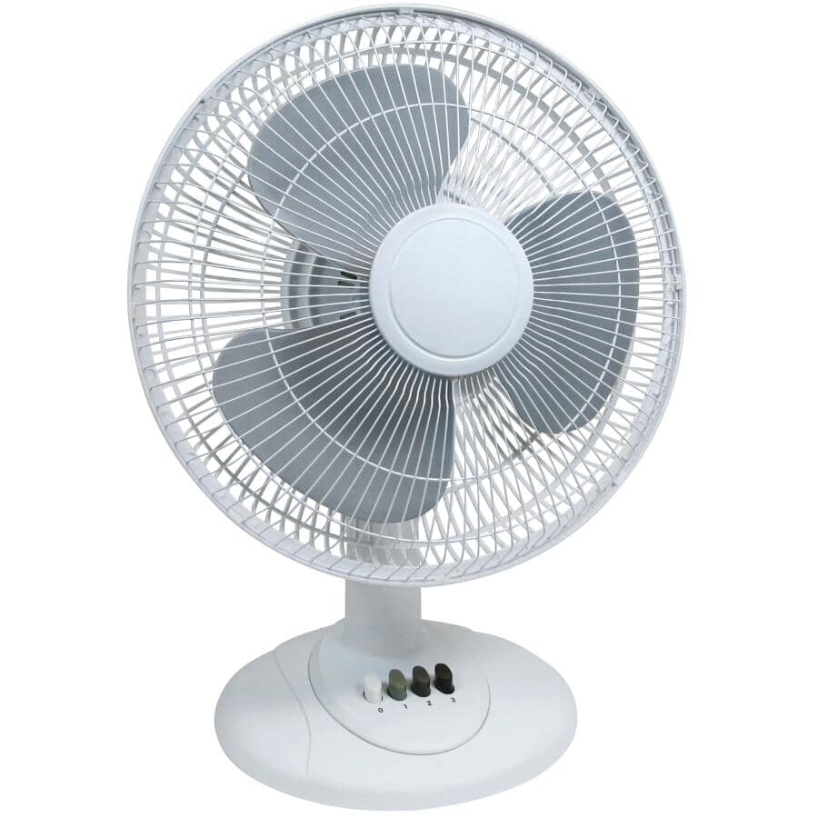 12" Oscillating Tabletop Fan - with 3 Speeds, White