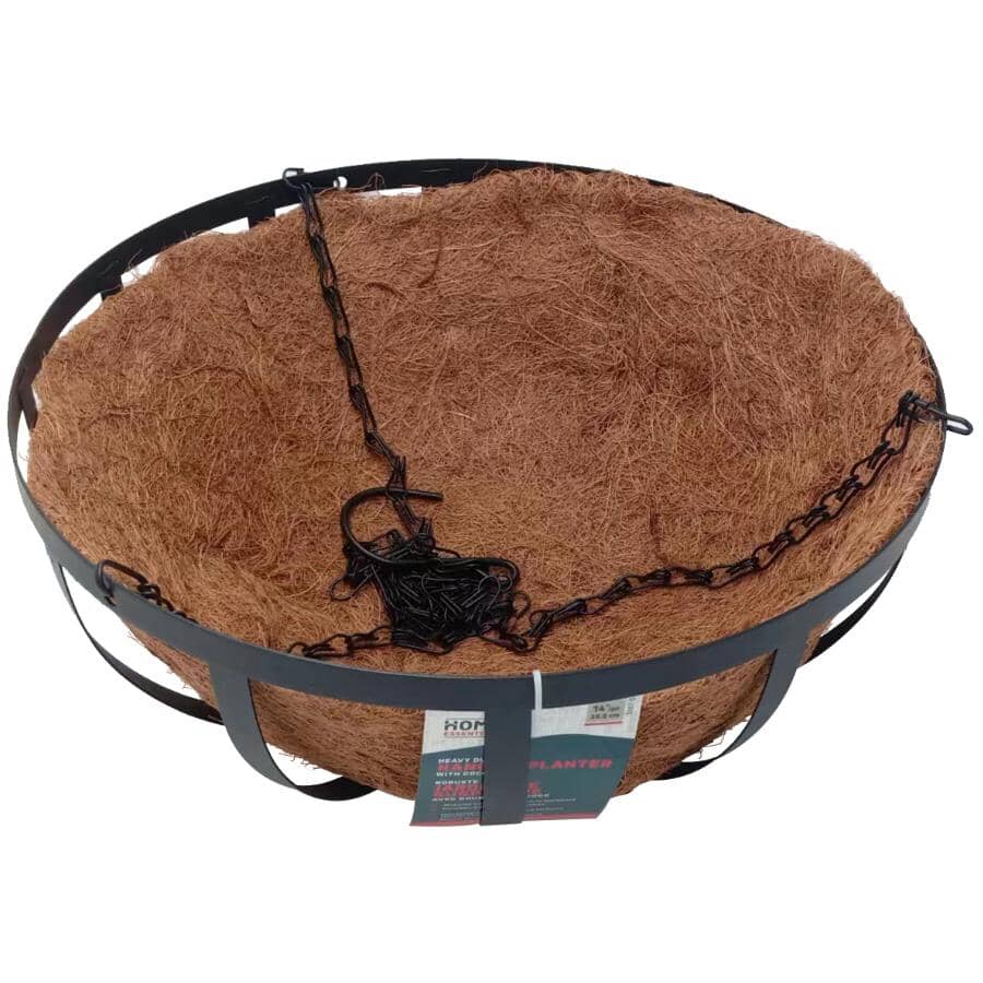 14" Heavy Duty Hanging Wire Basket - with Coco Liner