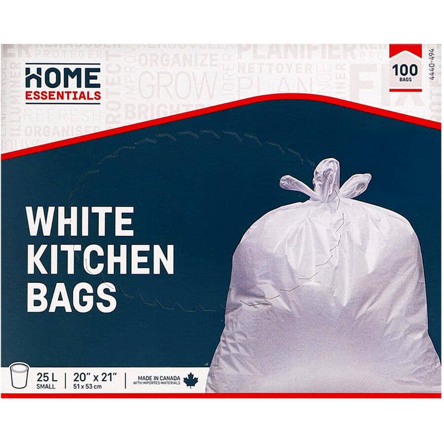 20" x 21" White Garbage Bags  -100 Pack