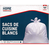 20" x 21" White Garbage Bags  -100 Pack