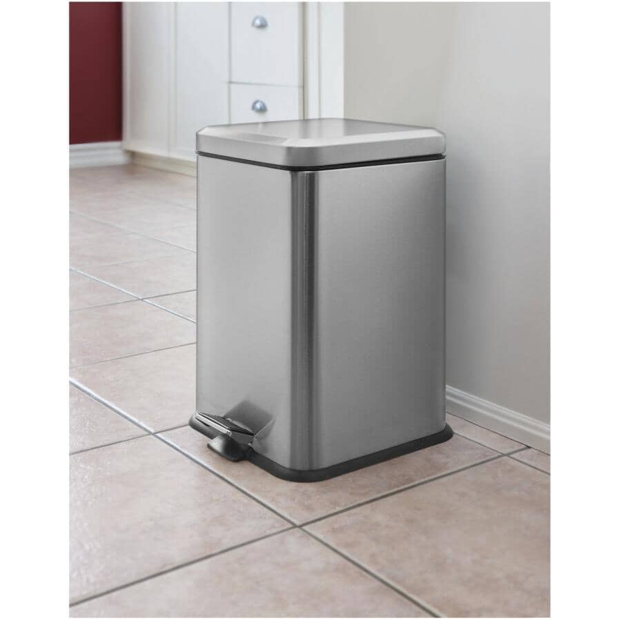 20L Stainless Steel Square Step-On Garbage Can