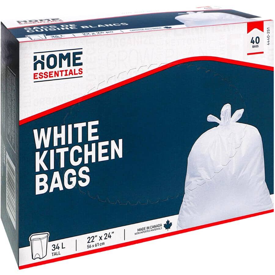 22" x 24" White Garbage Bags - 40 Pack